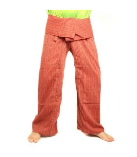Pantalon de pêcheur thaïlandais Cottonmix extra long - rouge brun
