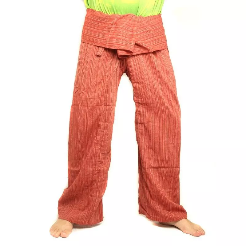 Pantalon de pêcheur thaïlandais Cottonmix extra long - rouge brun