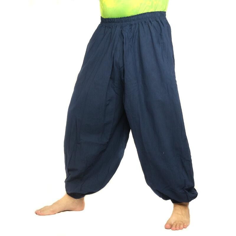 Pantalones de harén de algodón azul