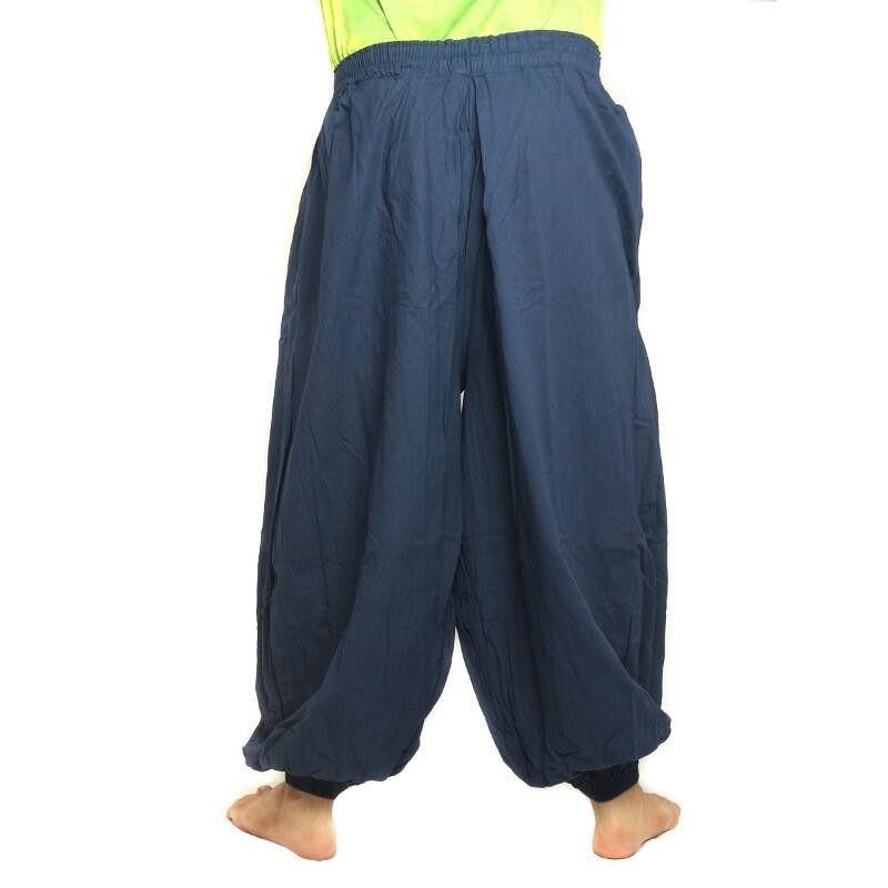 Pantalones de harén de algodón azul