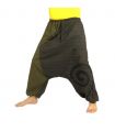 harem pants two-coloured green anthracite printed with spiral
