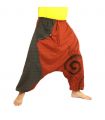 pantalon de harem bicolore orange anthracite imprimé avec spirale