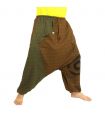 pantalon de harem bicolore marron vert imprimé avec spirale