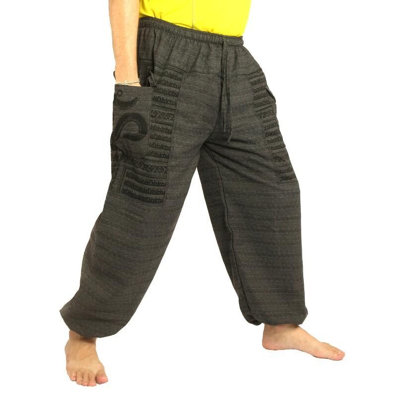 Pantalones de harén de Goa Om de corte alto negro