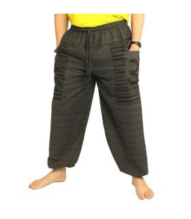 Pantalones de harén de Goa Om de corte alto negro