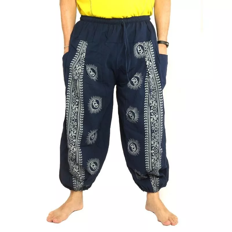 Pantalon Om Goa à imprimé floral bleu