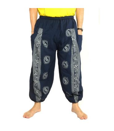 Pantalon Om Goa à imprimé floral bleu