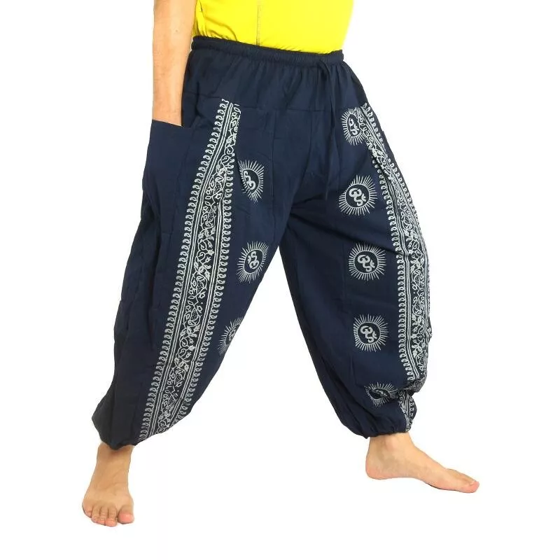 Pantalon Om Goa à imprimé floral bleu