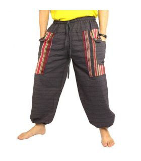 Thai pants Cottonmix with fabric application anthracite