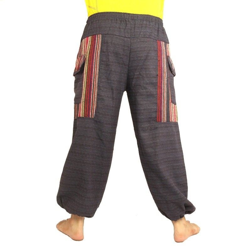 pantalones tailandeses aplicación de tela antracita Cottonmix