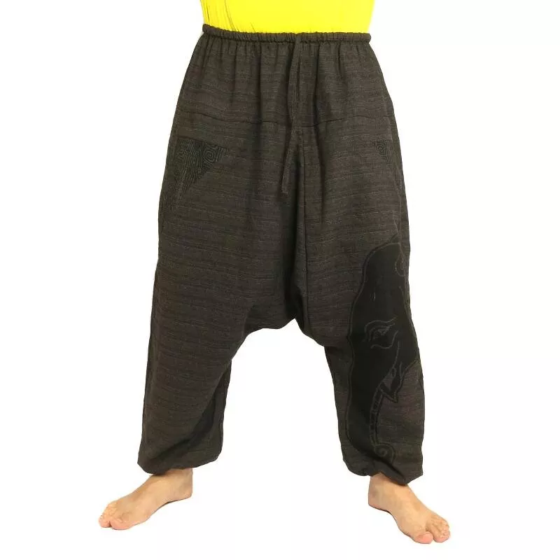 Aladinhose Elefanten Kopf Aufdruck - schwarz