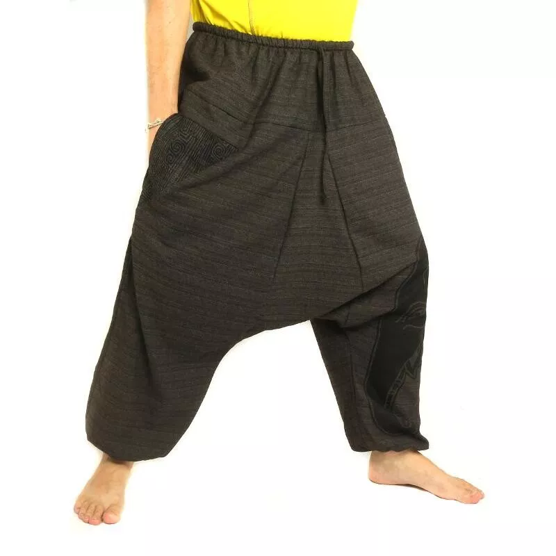 Aladinhose Elefanten Kopf Aufdruck - schwarz