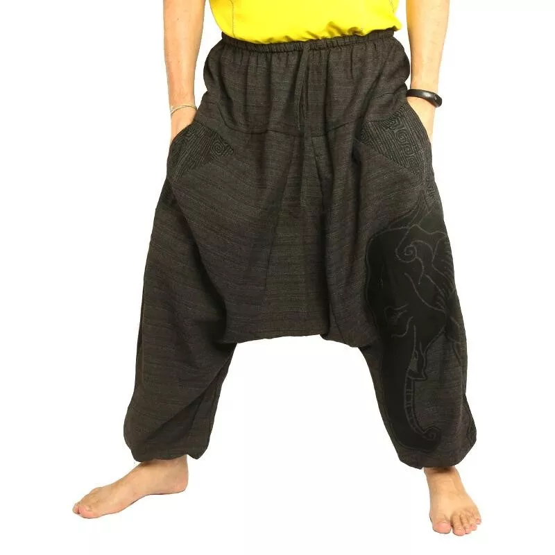 Aladinhose Elefanten Kopf Aufdruck - schwarz