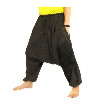 Aladinhose Elefanten Kopf Aufdruck - schwarz