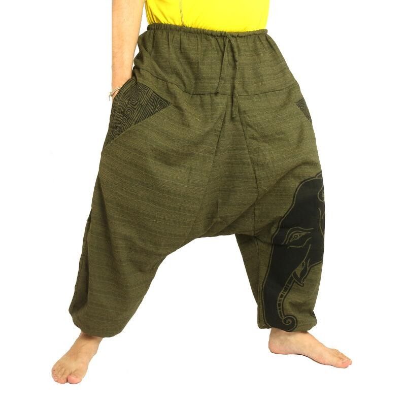 Aladdin Pants elephant head print - green DTA-F7