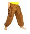 Pantalones de harén de Goa Om de corte alto marrón claro