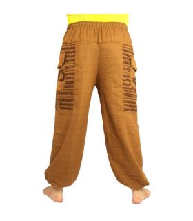 Pantalones de harén de Goa Om de corte alto marrón claro