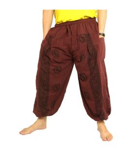 Om Goa trousers with floral print brown