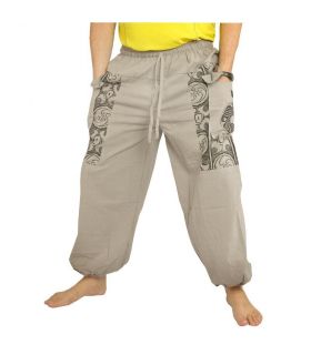 Thai pants grey cotton - Ethno Print