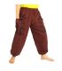 pantalon thaï en coton brun foncé - pression Ethno
