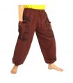 Pantalones tailandeses de algodón marrón oscuro - estampado étnico
