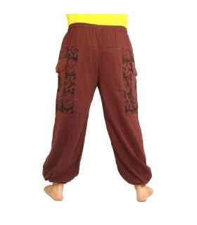 pantalones de algodón de color marrón oscuro Thai - presión de Ethno