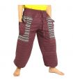 Pantalon thaïlandais cotonmix avec application de tissu violet