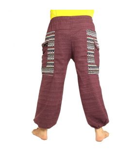 pantalones tailandeses Cottonmix aplicación de tela de color púrpura