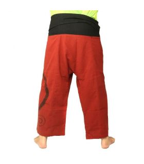 Pantalon de pêcheur thaïlandais - avec imprimé en spirale - orange