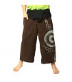 Pantalones de pescador tailandés - con estampado en espiral marrón