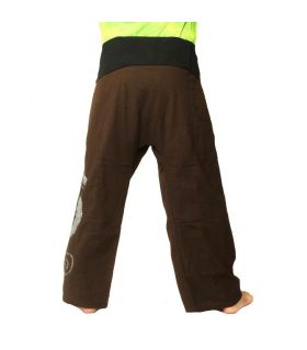 Thai Fisherman Pants extra long - brown with spiral print cotton