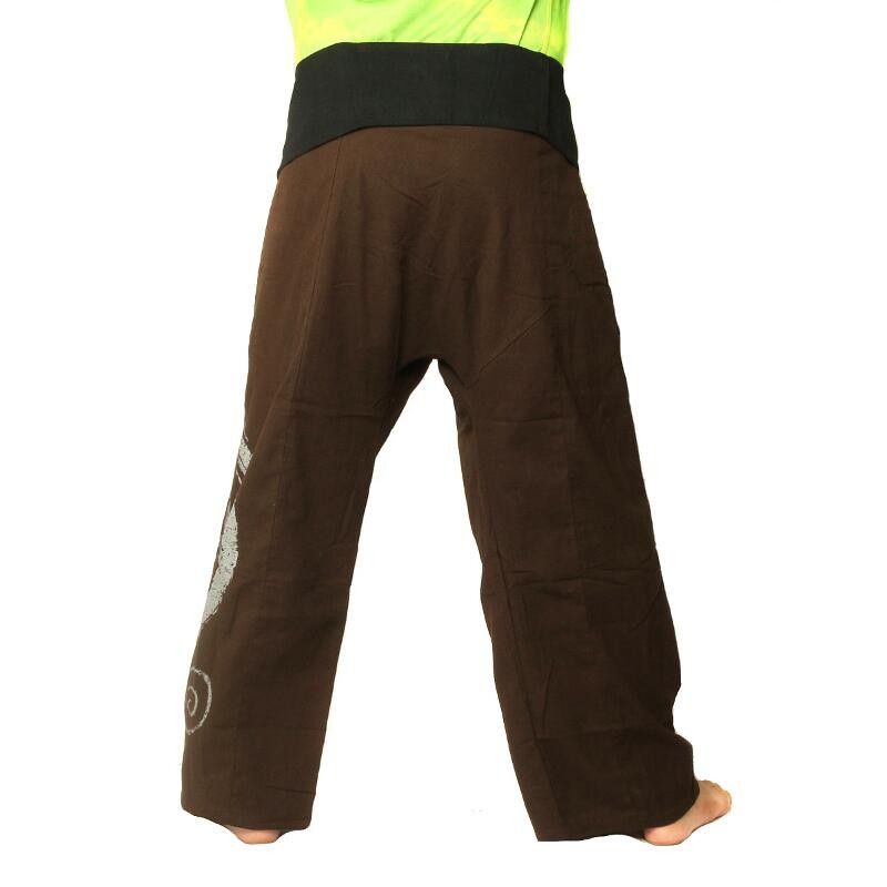 Pantalon pêcheur longues - marron avec spirale comme le coton imprimé