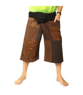 Pantalones cortos Patchwork Thai Fischerman marrón