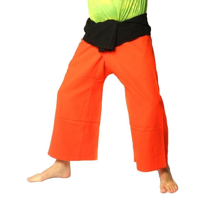 Thai Wickelhose - zweifarbig - orange schwarz Fairtrade