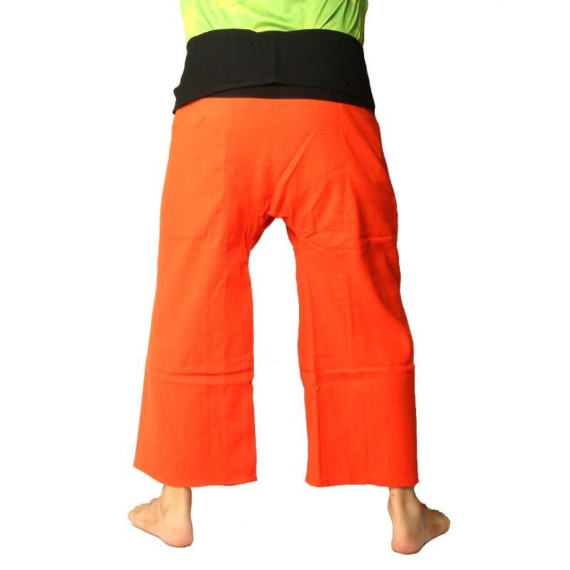Pantalones Thai Wrap - bicolor - naranja negro Fairtrade