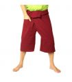 Pantalones cortos de pescador tailandés de algodón pesado - rojo