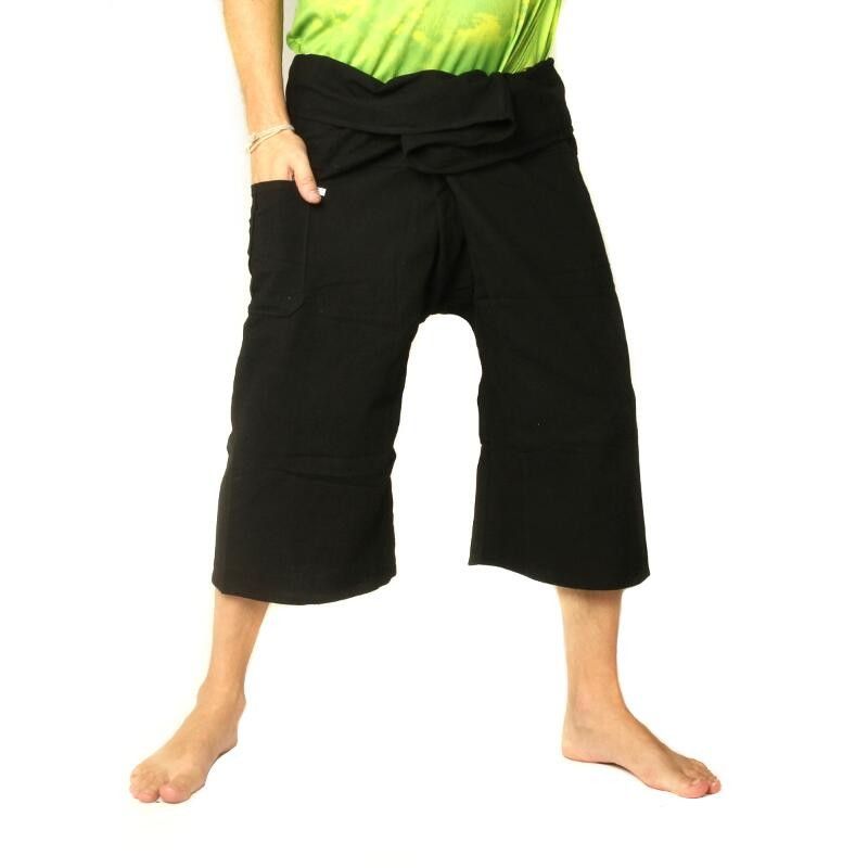 Short Thai fisherman pants heavy cotton black CTSSA2