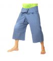 Pantalones cortos de pescador tailandés de algodón pesado - azul claro