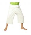 Pantalones cortos de pescador tailandés de algodón pesado - blanco