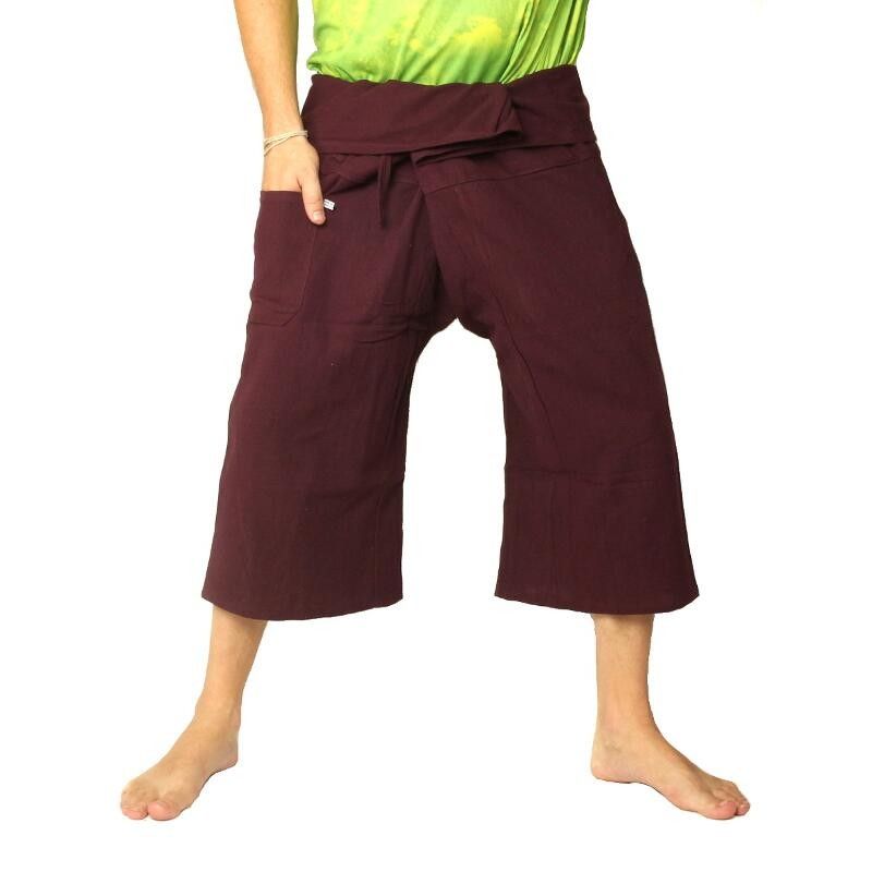 Short Thai Fisherman pants heavy cotton - dark purple mangostane CTSS-A9
