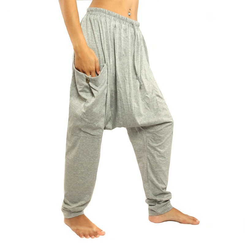 Harem pants Baggy Pants gray with side pockets stretch cotton