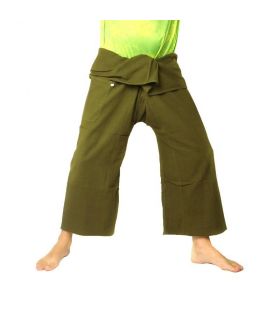 Thai fisherman pants made of heavy cotton - olive green fair trade