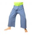 Pantalones de pescador tailandés de algodón pesado - azul claro de comercio justo