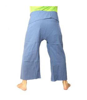 Pantalones de pescador tailandés de algodón pesado - azul claro de comercio justo