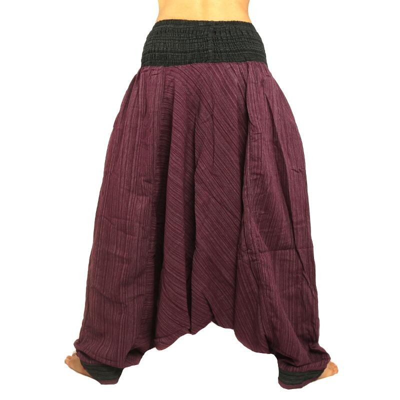 Aladdin Pants two-colored with wide waistband violet black ARDT14