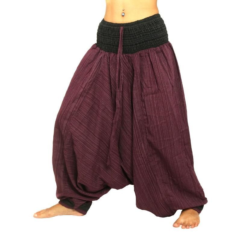 Baggy Pants two-colored with wide waistband violet black