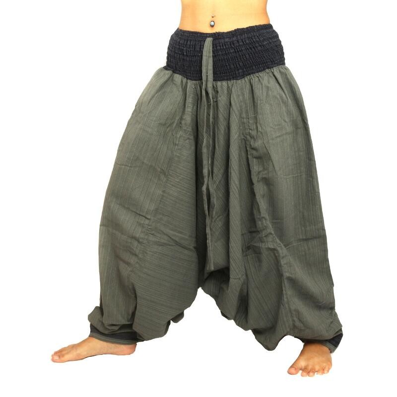 Aladdin Pants two-color with wide waistband gray black ARDT15