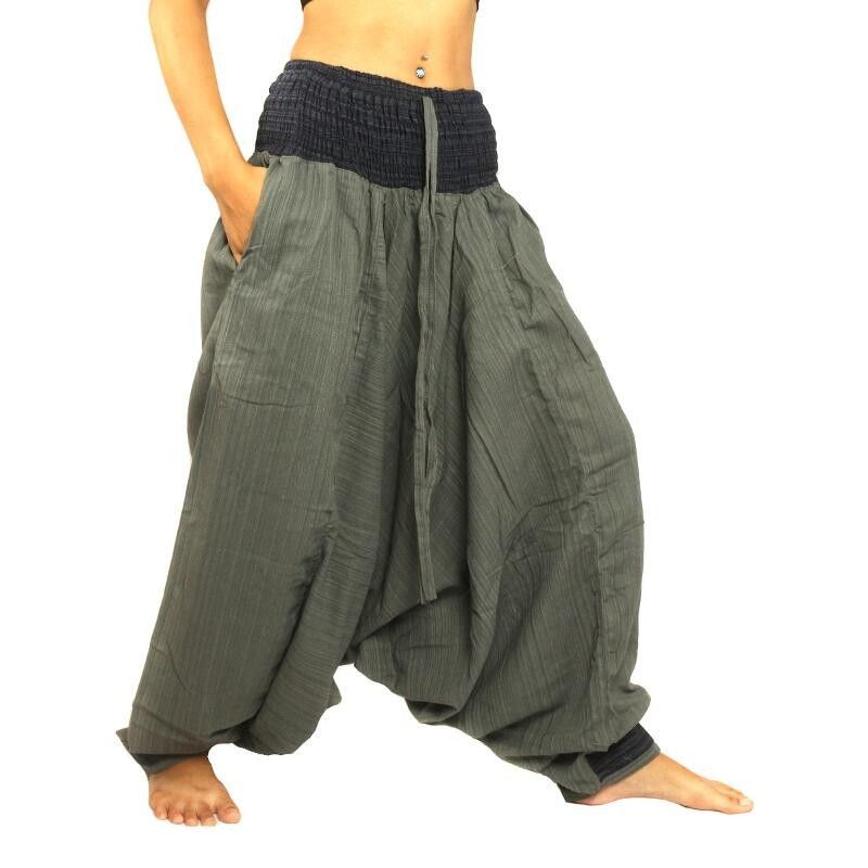 Baggy Pants two-color with wide waistband gray black
