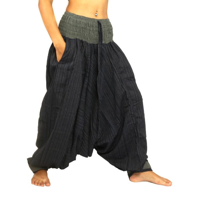 Aladdin Pants two-color with wide waistband black gray ARDT16