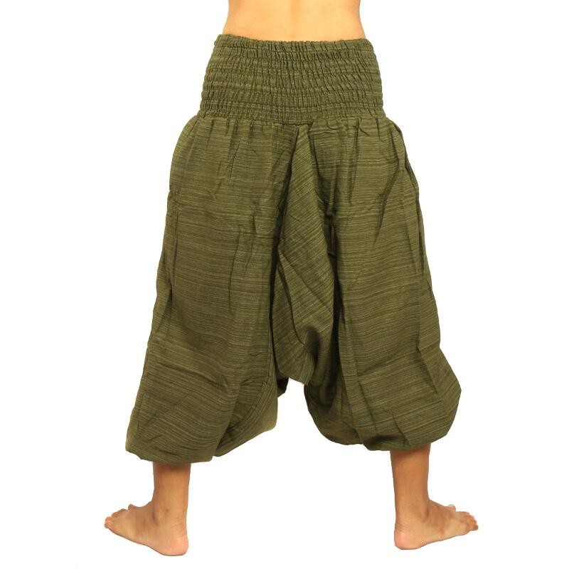 Short Aladdin Pants pants cotton mix - olive green